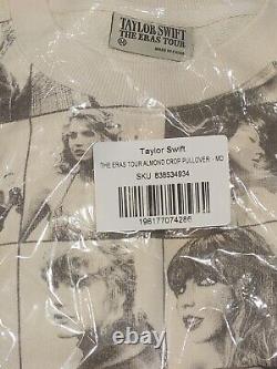 IN HAND! Taylor Swift ERAS Tour Concert Cropped All Over Print Beige Pullover M