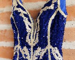Jovani Blue Sequin Short Embellished Fringe Dress Taylor Swift Eras Tour SZ 4