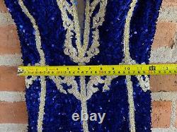 Jovani Blue Sequin Short Embellished Fringe Dress Taylor Swift Eras Tour SZ 4