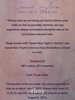 New Taylor Swift SPEAK NOW TAYLOR'S VERSION ERAS BEIGE HOODIE Size Large Limited