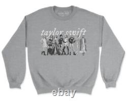 TAYLOR SWIFT Eras Women's Heather Gray Crewneck Pullover Sweatshirt Top L NEW