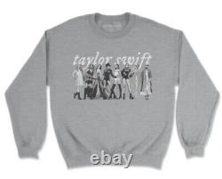 TAYLOR SWIFT Eras Women's Heather Gray Crewneck Pullover Sweatshirt Top L NEW