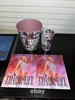 TAYLOR SWIFT THE ERAS TOUR MOVIE POPCORN Bucket Pink Tin + Cup AMC EXCLUSIVE