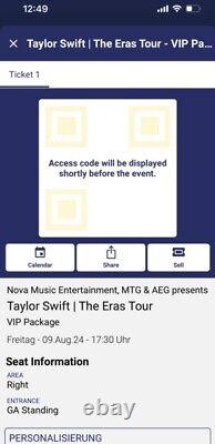 Taylor Swift ERAS TOUR Vienna 1 VIP right floor (early entry) full ticket