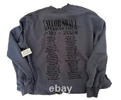 Taylor Swift Eras Tour Blue Crewneck with Int'l. Dates MEDIUM Official Tour Merch