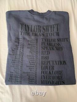 Taylor Swift Eras Tour Blue Crewneck with Int'l. Dates MEDIUM Official Tour Merch