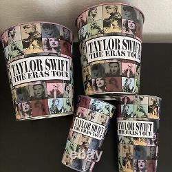 Taylor Swift Eras Tour Movie AMC 2 Pink Popcorn Tins, 1 Large Cup, 1 Reg Cup