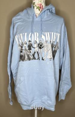 Taylor Swift Hoodie Adults Sz XL Light Blue Eras 1989 Midnights Sweatshirt NEW