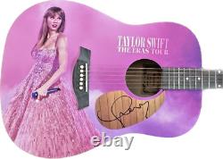 Taylor Swift Signed Eras Tour Custom Graphics Art Guitar Autographed Pink Gown