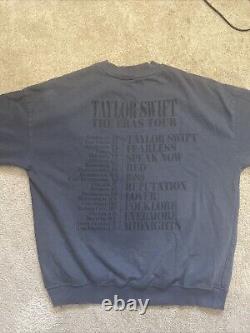 Taylor Swift The Eras Tour Blue Navy Crewneck Sweatshirt Pullover S US dates