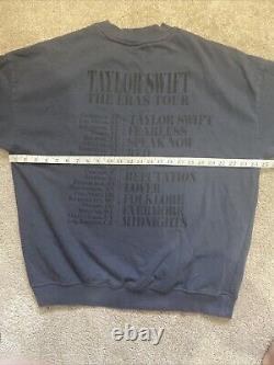 Taylor Swift The Eras Tour Blue Navy Crewneck Sweatshirt Pullover S US dates