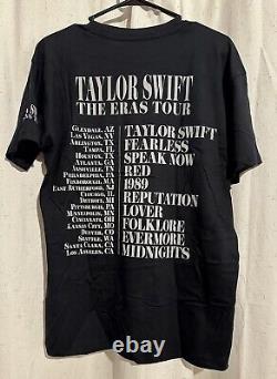 Taylor Swift The Eras Tour US Dates Black T-Shirt Official Concert Merch Size XS