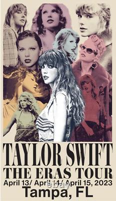 Affiche de la tournée Taylor Swift The Eras à Tampa, Floride avril 2023 IMPRESSION LIMITÉE