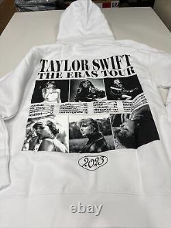 Les ères de Taylor Swift: Votre sweat à capuche blanc avec un motif noir - Taille L