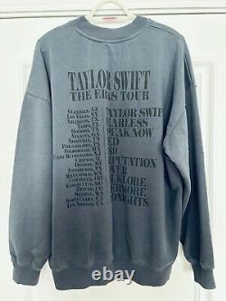 NWT Taylor Swift La tournée des ères SWEATSHIRT COL ROND BLEU US Dates de tournée GRAND