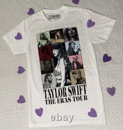 RARE Taylor Swift The Eras Tour 2023 T-shirt Blanc Article Officiel de la Tournée XS