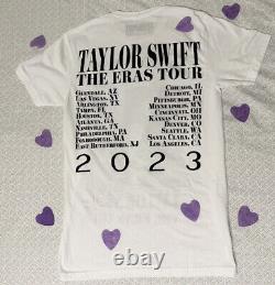 RARE Taylor Swift The Eras Tour 2023 T-shirt Blanc Article Officiel de la Tournée XS