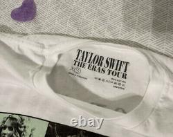 RARE Taylor Swift The Eras Tour 2023 T-shirt Blanc Article Officiel de la Tournée XS