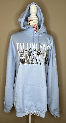 Sweat à capuche Taylor Swift adultes taille 3XL bleu clair Eras Midnights nouveau