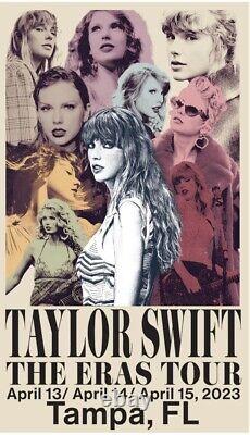 Taylor Swift L'affiche de la tournée des ères Tampa Florida FL FLA 13 14 15 avril AUTHENTIQUE