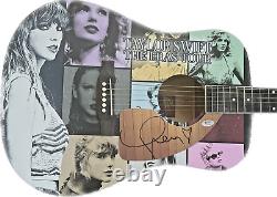 Taylor Swift a signé Eras Tour Custom Graphics Art Guitar Autographié Psa/dna Coa